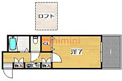 プラチナム登美の里 1Kの間取図画像