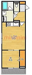 パラディAY 1LDKの間取図画像