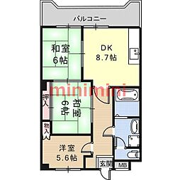 ウエストハイツ 3DKの間取図画像
