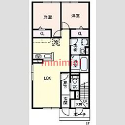 セレーノコソベB棟 2LDKの間取図画像