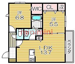 シャーメゾンE・I 2LDKの間取図画像