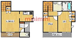 シェベル春日丘 2LDKの間取図画像