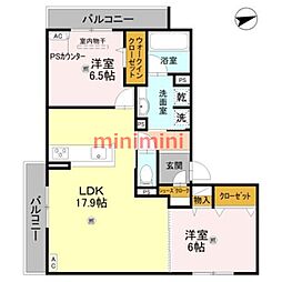 高槻市寿町1丁目アパート 2LDKの間取図画像