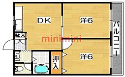 サンワロイヤル・マンション 2DKの間取図画像