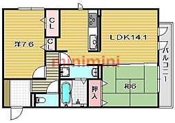 メゾンドォール・サライ 2LDKの間取図画像
