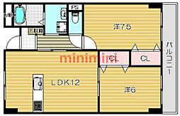 グランディール 2LDKの間取図画像