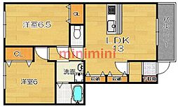 グランハイム高槻2 2LDKの間取図画像