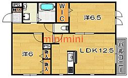 クレールメゾン 2LDKの間取図画像
