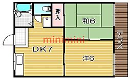 サツキハイツA 2DKの間取図画像