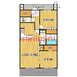 ジオ高槻ミューズEX 2LDKの間取図画像