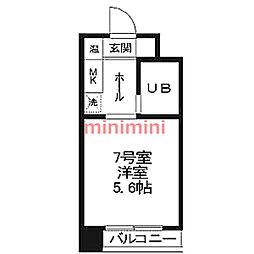 ベルメゾン相川 1Kの間取図画像