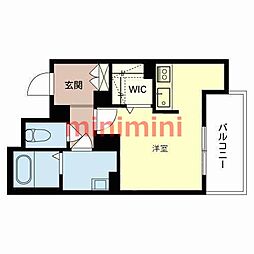 グランベール高槻 1Kの間取図画像