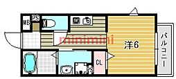 ベルリード西山天王山 1Kの間取図画像