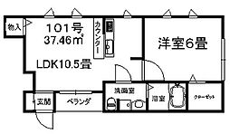 レザン大倉山 1LDKの間取図画像