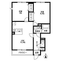 アムールB棟  ｜ 大阪府八尾市萱振町２丁目（賃貸アパート2LDK・1階・42.23㎡） その2