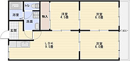 パールハイツ高木 3LDKの間取図画像