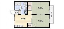 セジュール翠 2DKの間取図画像