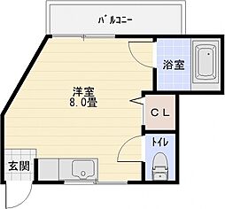 畑本ハイツ ワンルームの間取図画像