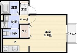 エステート光A 1Kの間取図画像