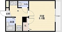キャッスルエビス 1Kの間取図画像