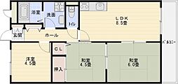 アルカザーレ国分西 3DKの間取図画像