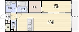 ドミソレイユ2 1LDKの間取図画像