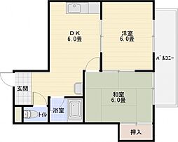 広光ハイツ 2DKの間取図画像