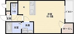 レオネクストウイング片山 ワンルームの間取図画像