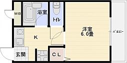 リベラルコート 1Kの間取図画像