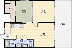 東部マンション 2LDKの間取図画像