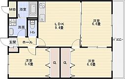 サンウォーク2 3LDKの間取図画像
