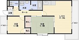 ドリーム松村弐番館 2LDKの間取図画像