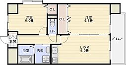 ラ・フォーレ久宝園 2LDKの間取図画像