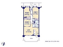 ダイアパレスホワイトテラス・グランディア水元公園 3LDKの間取図画像