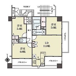 Suncradle西新井 3LDKの間取図画像