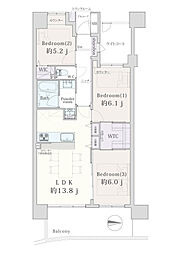 コスモシティ北千住 3LDKの間取図画像