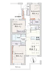 ライオンズマンション柴又 3DKの間取図画像