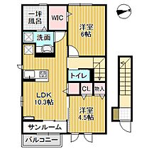 にゅうまごびれっじIII B棟 201 ｜ 富山県砺波市鍋島（賃貸アパート2LDK・2階・59.05㎡） その2