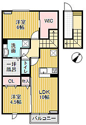 ミライエ・クレア 2階2LDKの間取り