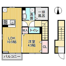 リアンA 1LDKの間取図画像