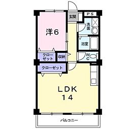 イネス砺波 1LDKの間取図画像