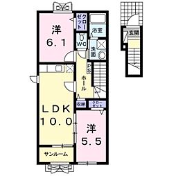 メゾンボヌール 2LDKの間取図画像