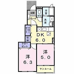 ネオ・ビスタ2 2DKの間取図画像