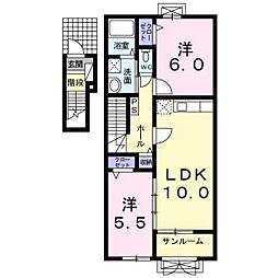 エスポアール井波 2LDKの間取図画像