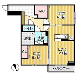 アクサス7 2LDKの間取図画像