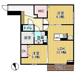 アクサス7 2LDKの間取図画像