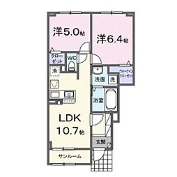 スターリー 2LDKの間取図画像