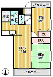 サンロード広上 2LDKの間取図画像