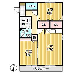 グレイス戸出 2LDKの間取図画像