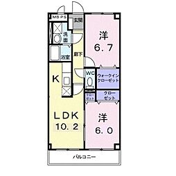 FCCハイム2 2LDKの間取図画像